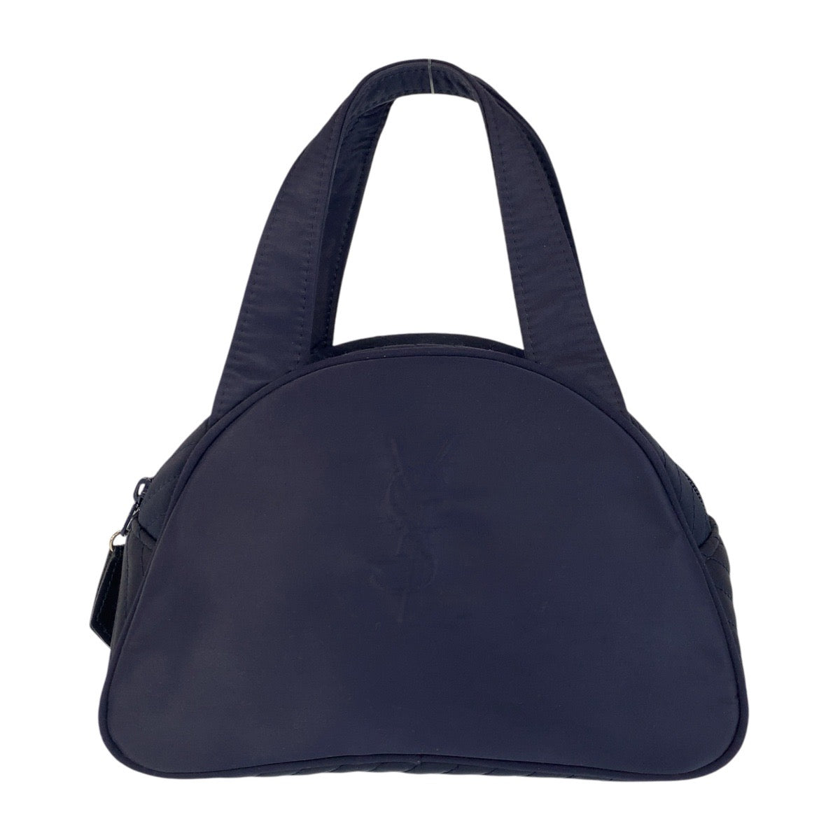 YVES SAINT LAURENT イヴ サンローラン YSL ネイビー シルバー金具 ナイロン ハンドバッグ  レディース
