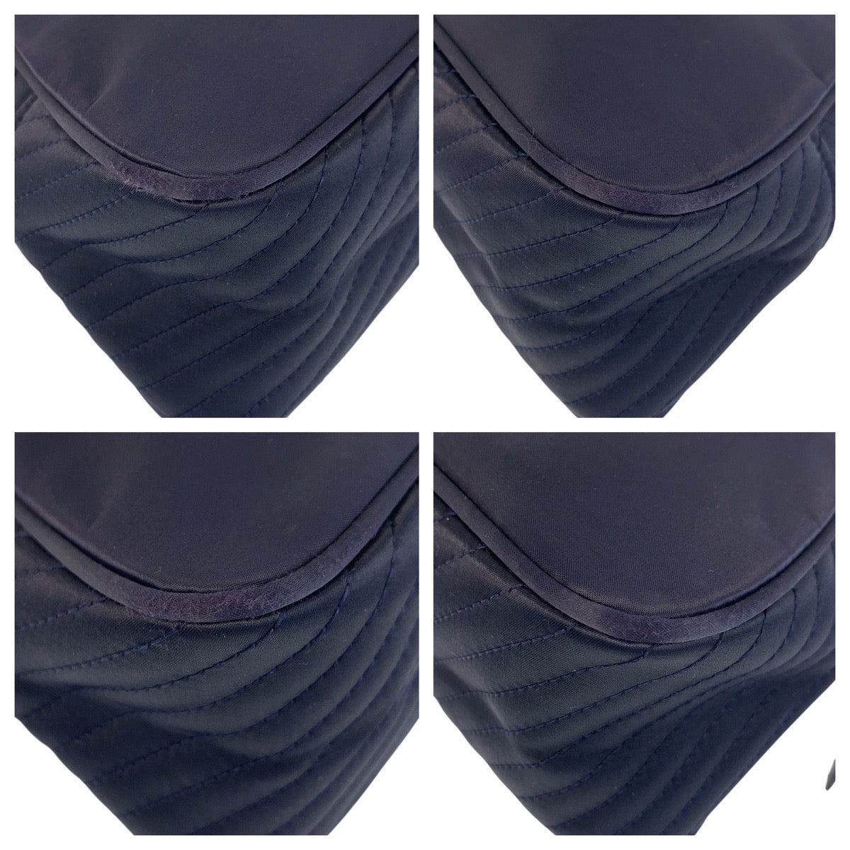 YVES SAINT LAURENT イヴ サンローラン YSL ネイビー シルバー金具 ナイロン ハンドバッグ  レディース