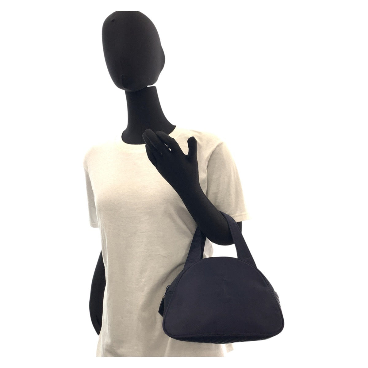 YVES SAINT LAURENT イヴ サンローラン YSL ネイビー シルバー金具 ナイロン ハンドバッグ  レディース