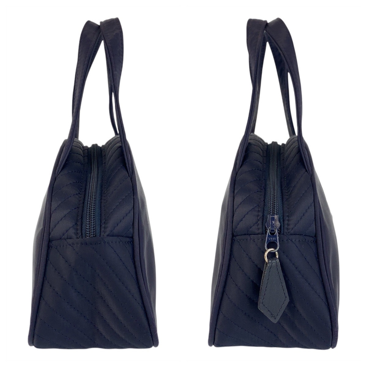 YVES SAINT LAURENT イヴ サンローラン YSL ネイビー シルバー金具 ナイロン ハンドバッグ  レディース