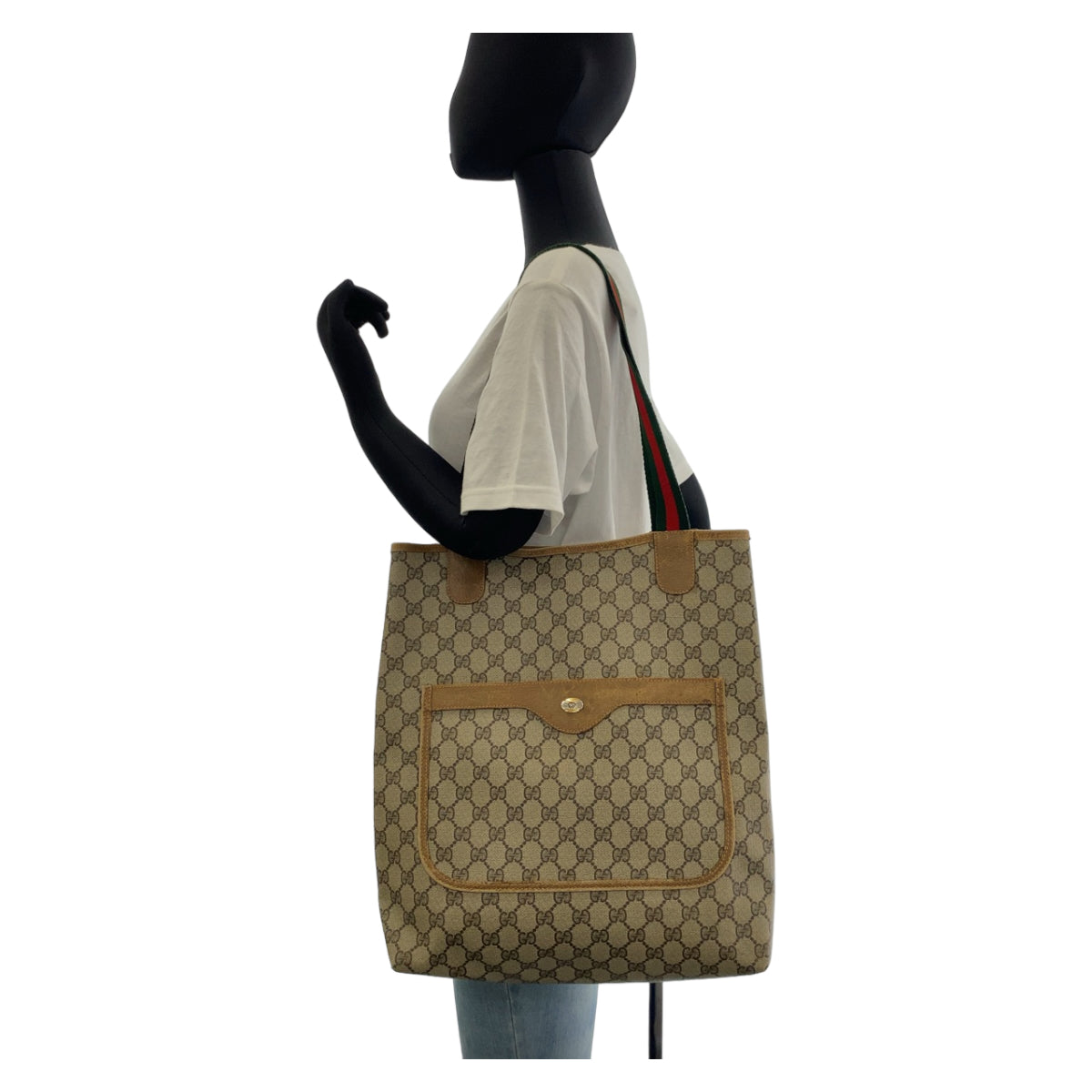 12197
GUCCI グッチ オールドグッチ シェリーライン インターロッキング ブラウン グレー GGスプリームキャンバス / レザー 39 02 003 トートバッグ ショルダーバッグ 男女兼用  レディース