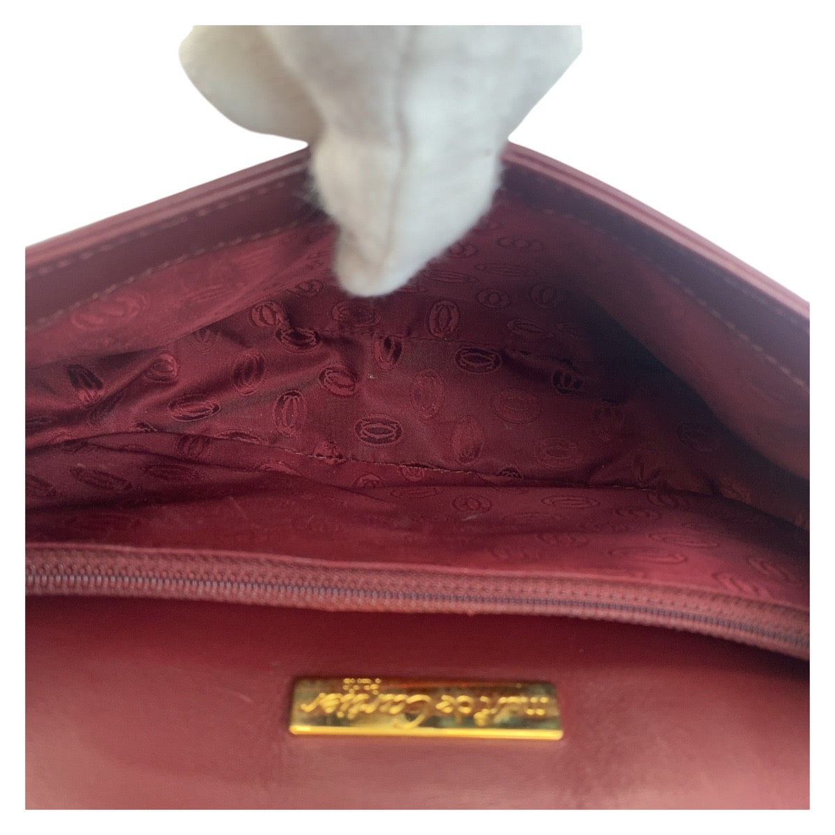 12196
CARTIER カルティエ マストライン ワインレッド ボルドー ゴールド金具 レザー 斜め掛け ショルダーバッグ ポシェット  レディース