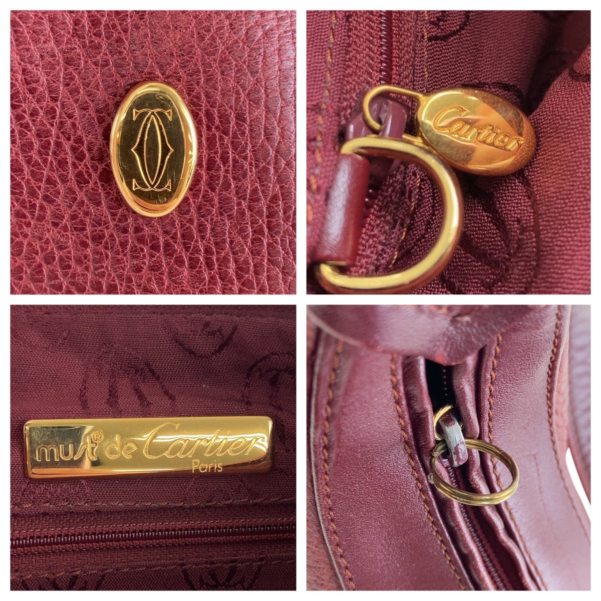 12912
CARTIER カルティエ マストライン ワインレッド ボルドー ゴールド金具 レザー ショルダーバッグ ポシェット  レディース