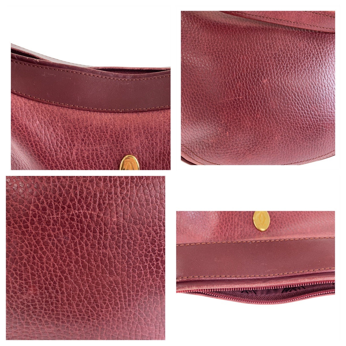 12912
CARTIER カルティエ マストライン ワインレッド ボルドー ゴールド金具 レザー ショルダーバッグ ポシェット  レディース