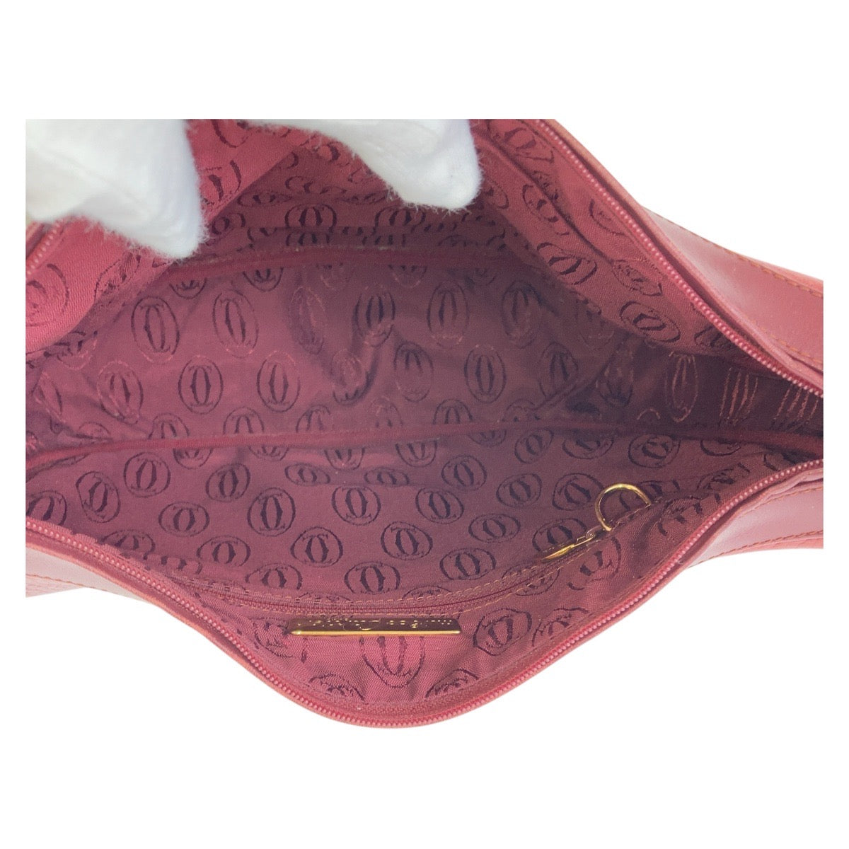 12912
CARTIER カルティエ マストライン ワインレッド ボルドー ゴールド金具 レザー ショルダーバッグ ポシェット  レディース