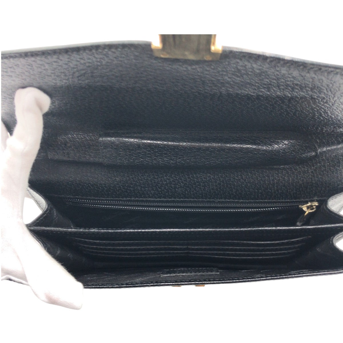 12913
Salvatore Ferragamo サルヴァトーレフェラガモ ブラック ゴールド金具 レザー クラッチバッグ セカンドバッグ  メンズ