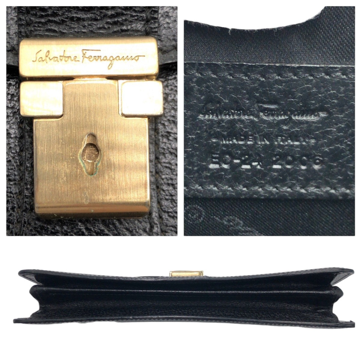 12913
Salvatore Ferragamo サルヴァトーレフェラガモ ブラック ゴールド金具 レザー クラッチバッグ セカンドバッグ  メンズ