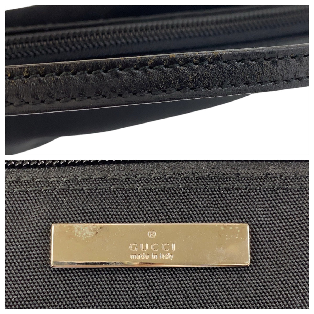 GUCCI グッチ ブラック 黒 シルバー金具 ナイロン / レザー 039.1103 ハンドバッグ アクセサリーポーチ  レディース