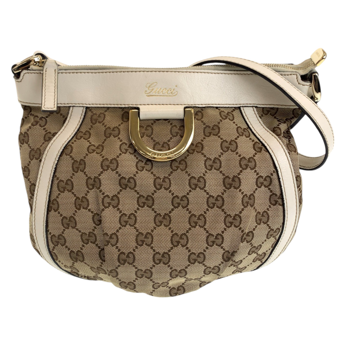 12187
GUCCI グッチ アビー ブラウン ホワイト ゴールド金具 GGキャンバス 203257 ショルダーバッグ ポシェット  レディース