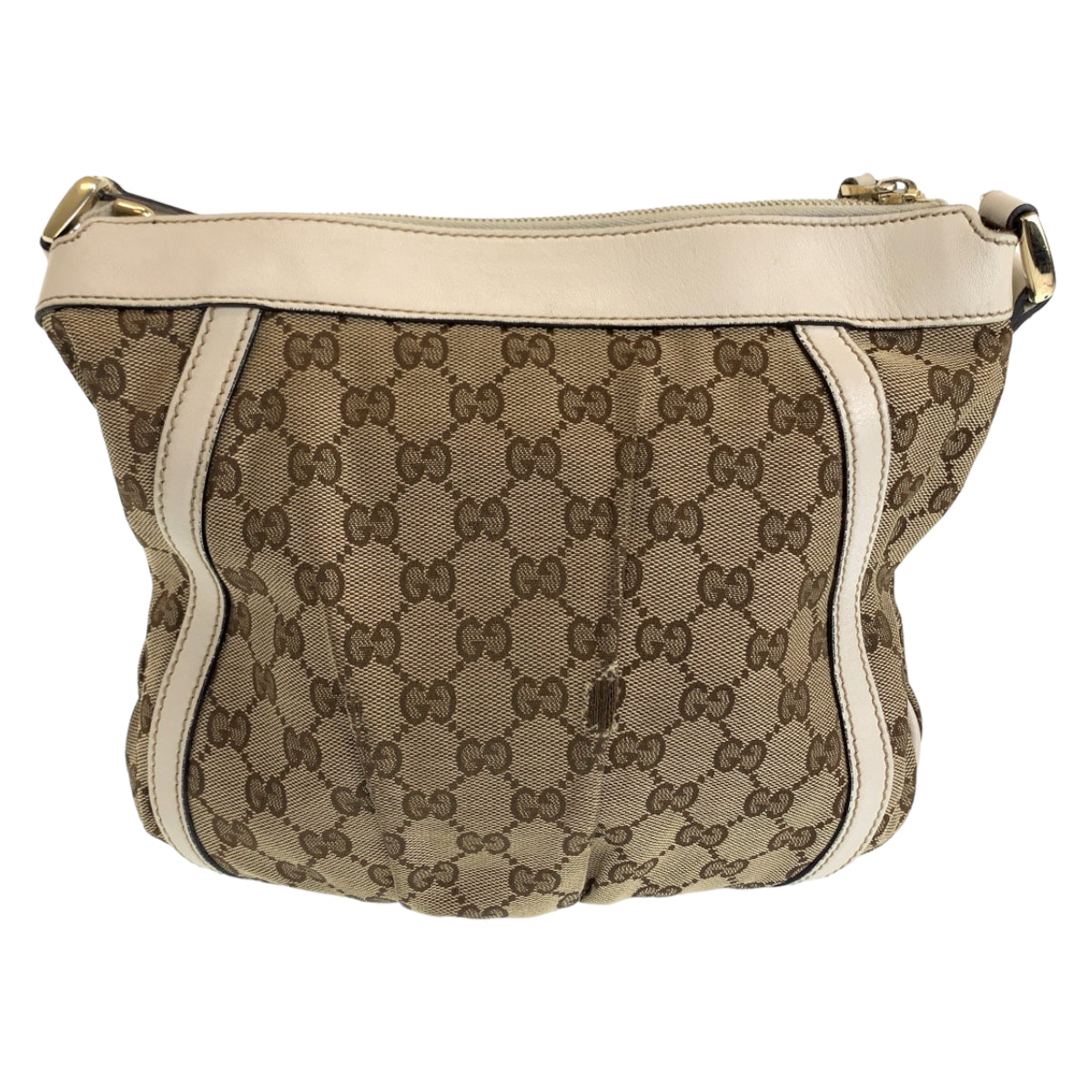 12187
GUCCI グッチ アビー ブラウン ホワイト ゴールド金具 GGキャンバス 203257 ショルダーバッグ ポシェット  レディース