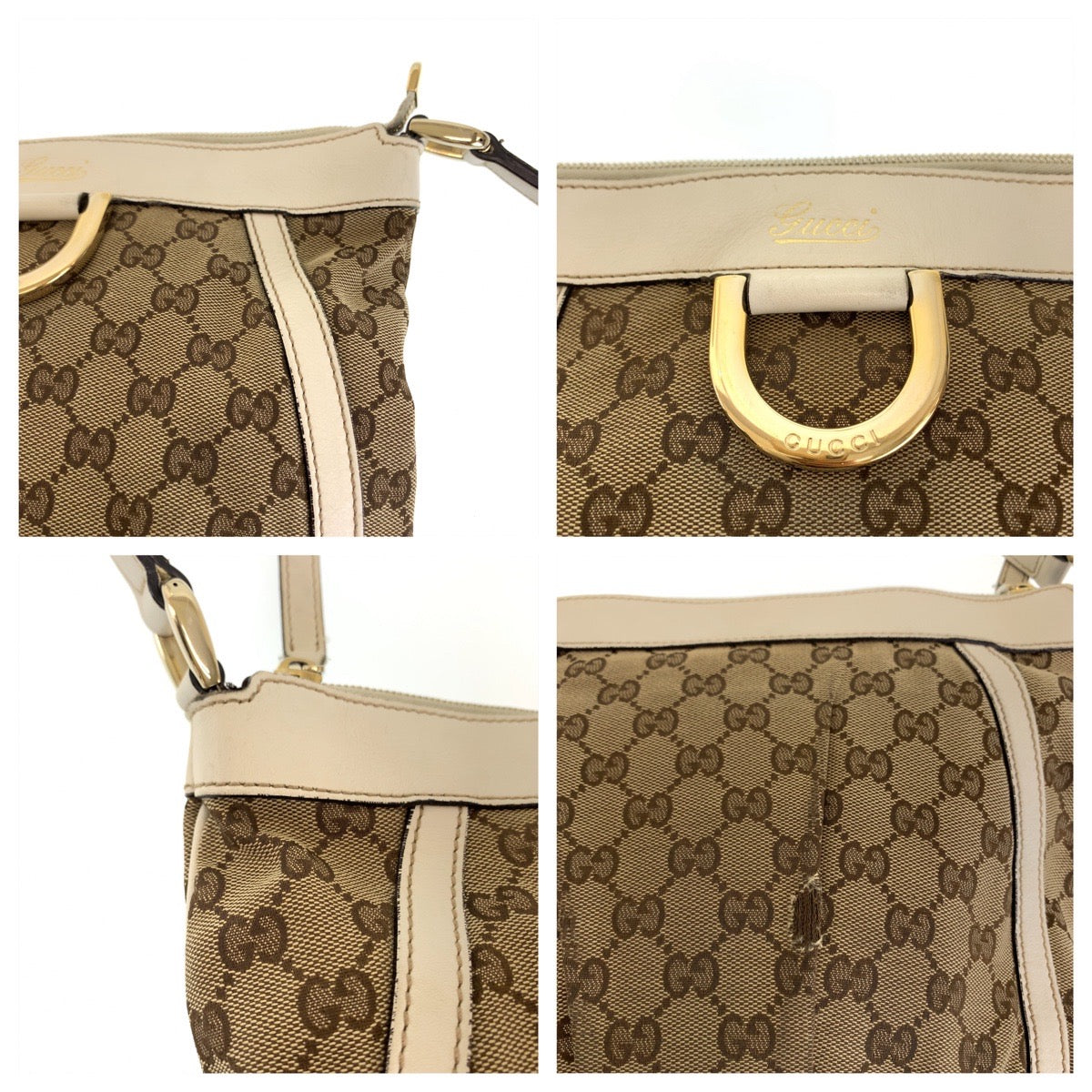 12187
GUCCI グッチ アビー ブラウン ホワイト ゴールド金具 GGキャンバス 203257 ショルダーバッグ ポシェット  レディース