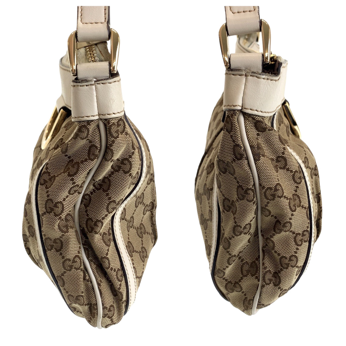 12187
GUCCI グッチ アビー ブラウン ホワイト ゴールド金具 GGキャンバス 203257 ショルダーバッグ ポシェット  レディース