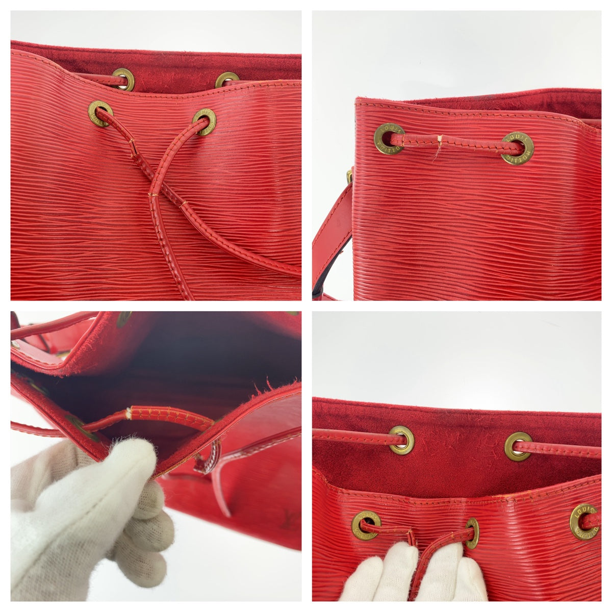 12186
LOUIS VUITTON ルイヴィトン エピ プチノエ カスティリアンレッド ゴールド金具 レザー M44107 ショルダーバッグ  レディース