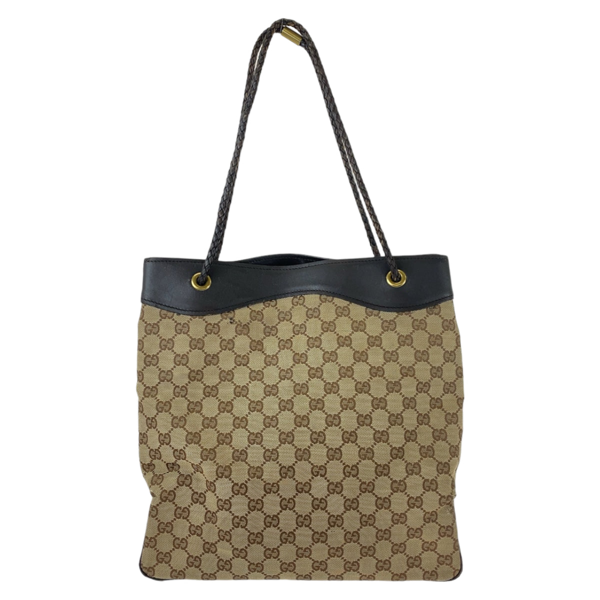 GUCCI グッチ ブラウン ベージュ ゴールド金具 GGキャンバス / レザー 109141 トートバッグ ショルダーバッグ  レディース