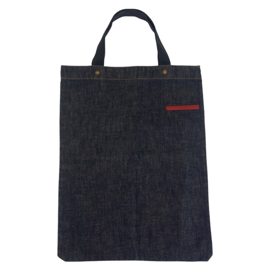 112181
PRADA SPORTS プラダスポーツ ネイビー ゴールド金具 コットンデニム トートバッグ ハンドバッグ  メンズ