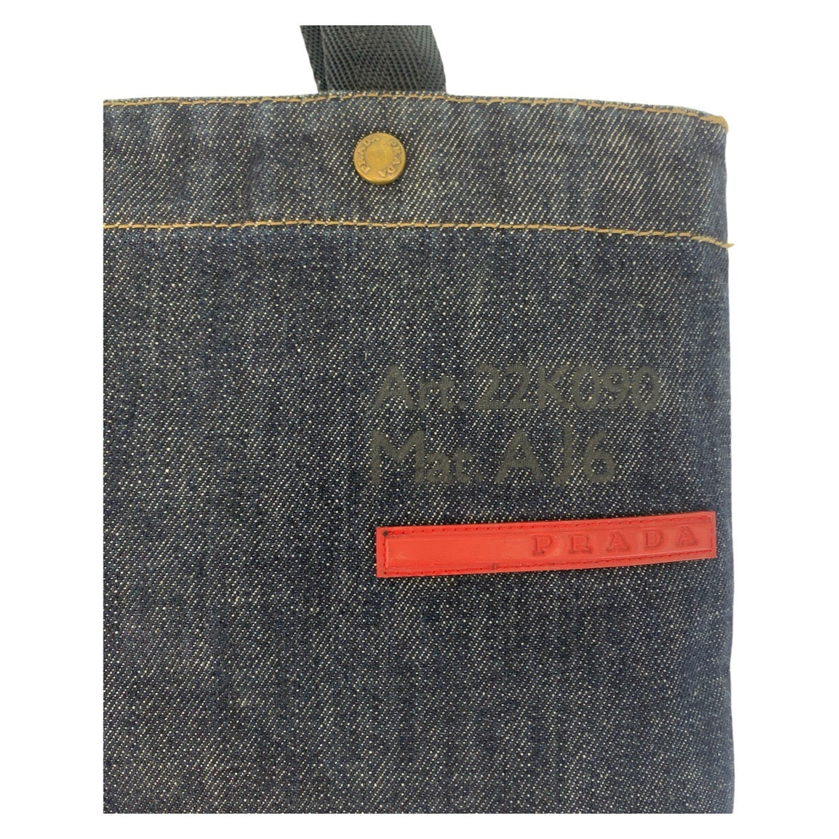112181
PRADA SPORTS プラダスポーツ ネイビー ゴールド金具 コットンデニム トートバッグ ハンドバッグ  メンズ