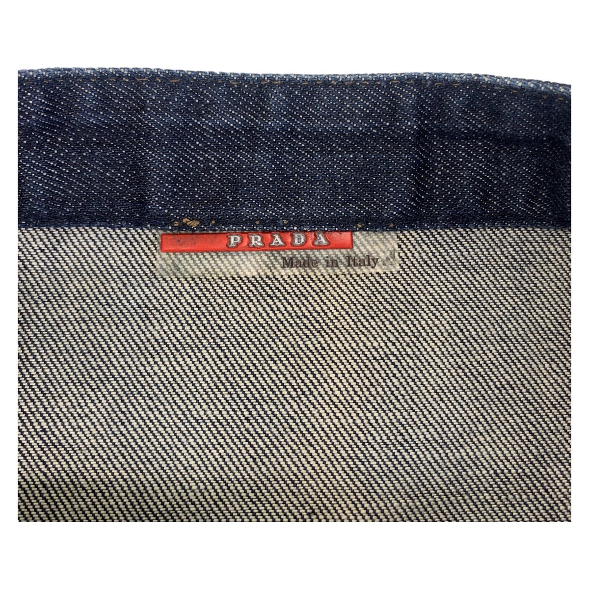 112181
PRADA SPORTS プラダスポーツ ネイビー ゴールド金具 コットンデニム トートバッグ ハンドバッグ  メンズ
