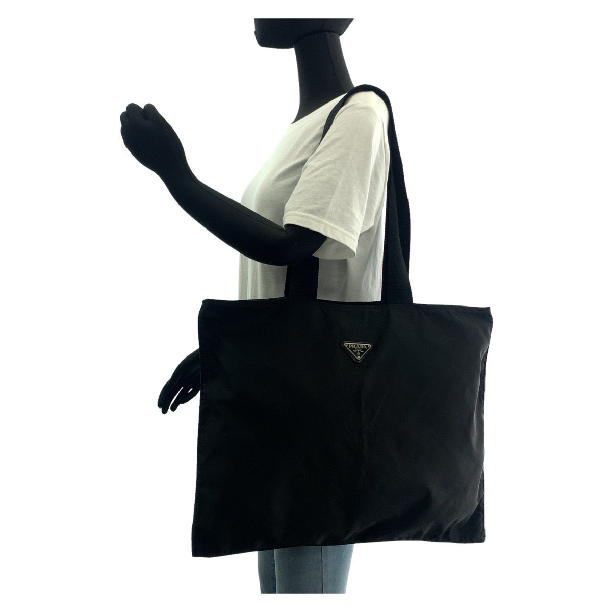 12179
PRADA プラダ テスート 三角ロゴプレート ブラック 黒 シルバー金具 ナイロン トートバッグ ショルダーバッグ 男女兼用  レディース