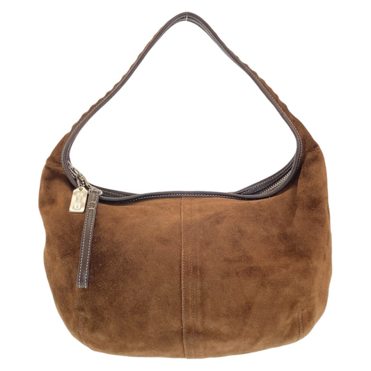 COACH コーチ ブラウン ゴールド金具 スウェード ショルダーバッグ  レディース