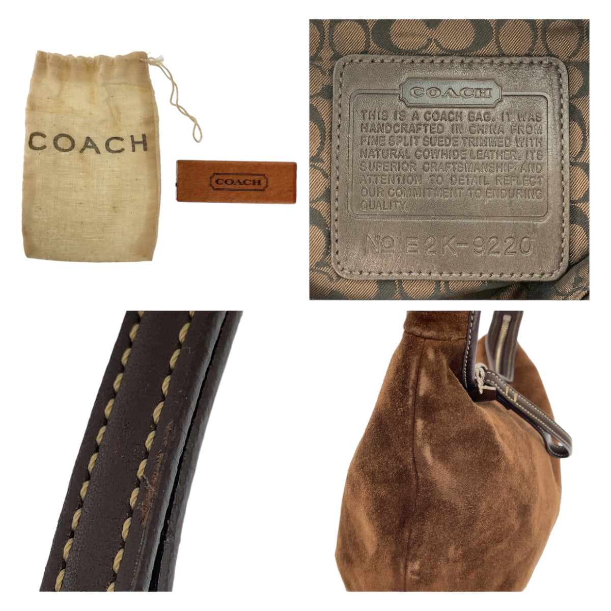 COACH コーチ ブラウン ゴールド金具 スウェード ショルダーバッグ  レディース