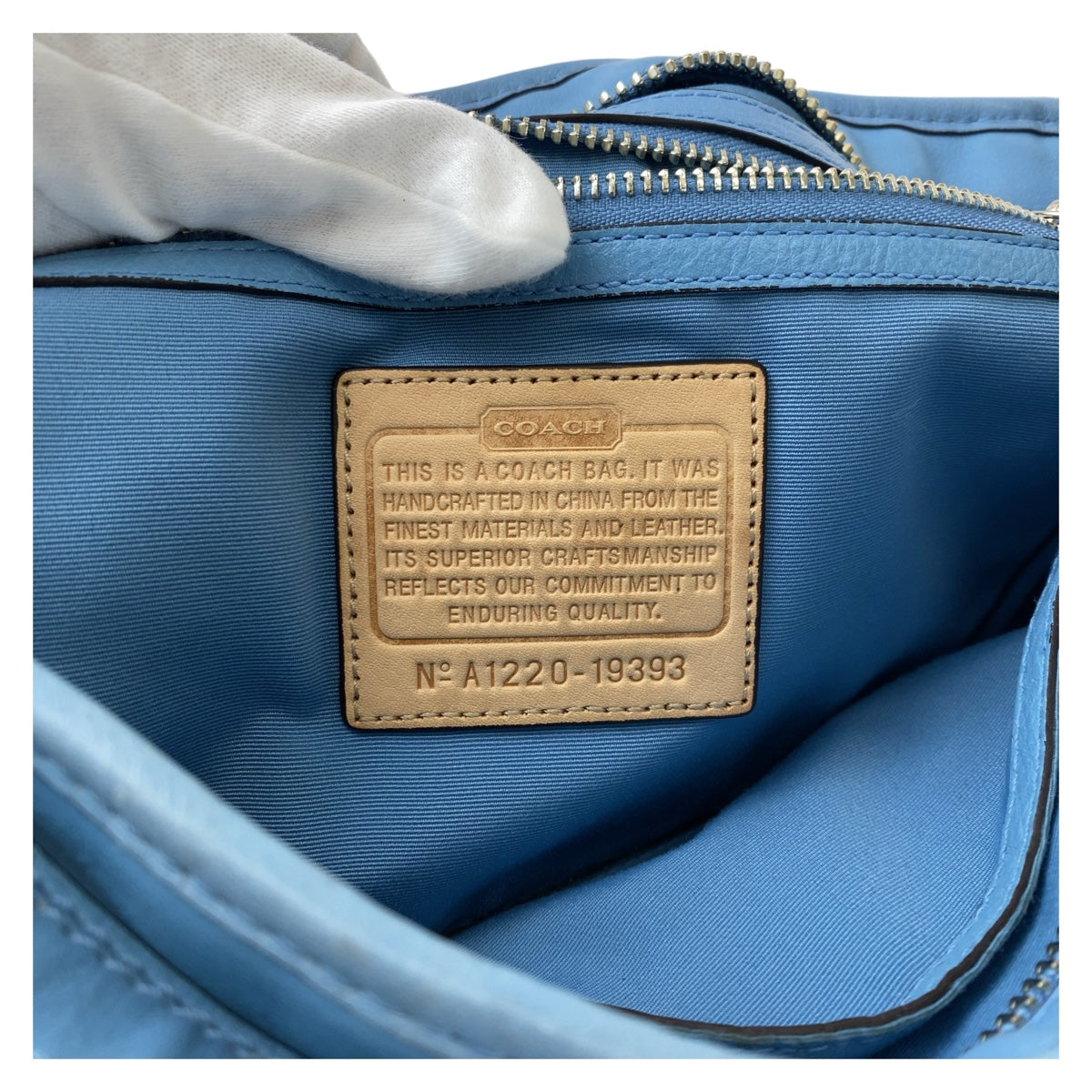 12174
COACH コーチ ライトブルー シルバー金具 レザー ホーボー ショルダーバッグ 斜め掛け可能  レディース