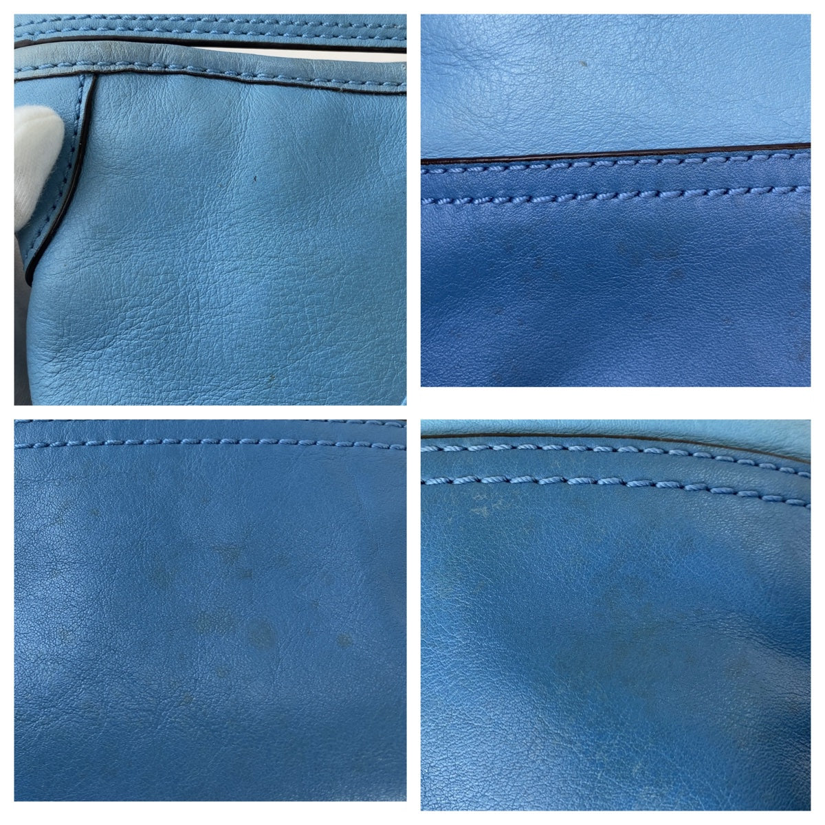 12174
COACH コーチ ライトブルー シルバー金具 レザー ホーボー ショルダーバッグ 斜め掛け可能  レディース