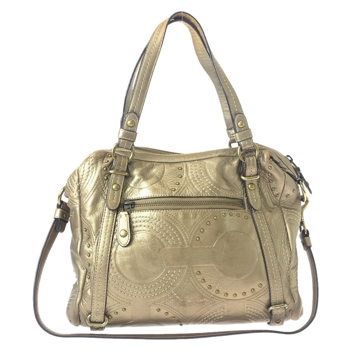 12168
COACH コーチ オプアート アレクサンドラ スタッズ レザー トートバッグ ショルダーバッグ 2way 斜め掛け可能  レディース AB5