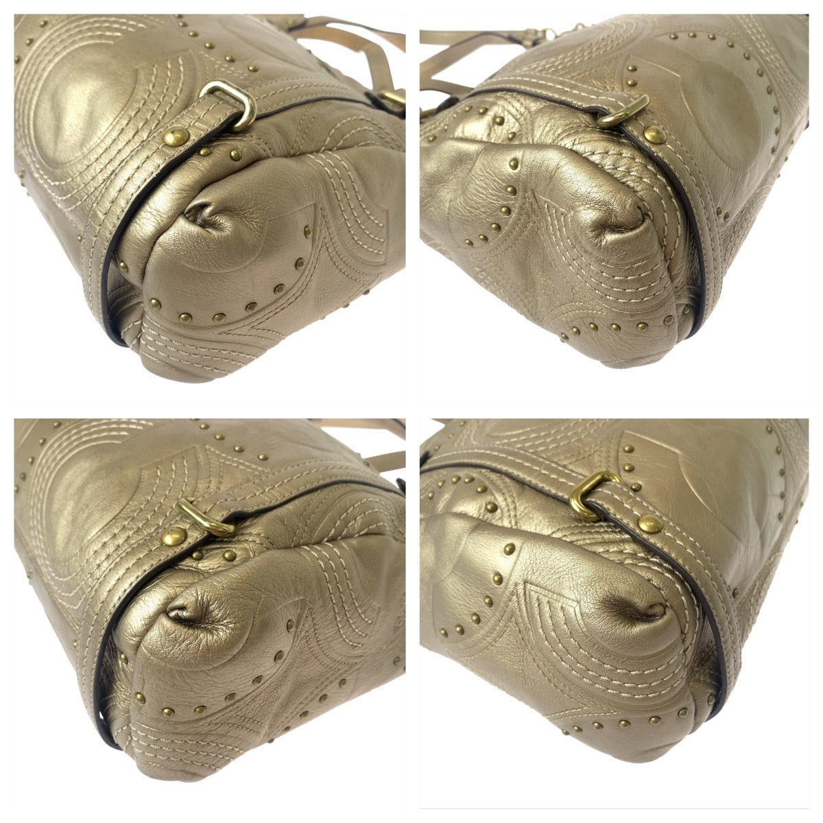 12168
COACH コーチ オプアート アレクサンドラ スタッズ レザー トートバッグ ショルダーバッグ 2way 斜め掛け可能  レディース AB5