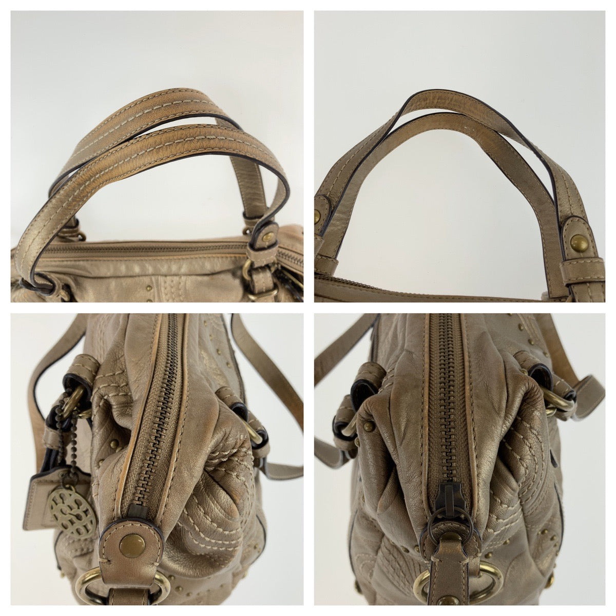 12168
COACH コーチ オプアート アレクサンドラ スタッズ レザー トートバッグ ショルダーバッグ 2way 斜め掛け可能  レディース AB5