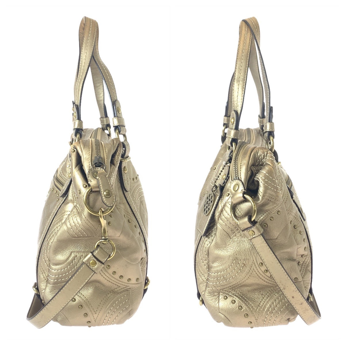 12168
COACH コーチ オプアート アレクサンドラ スタッズ レザー トートバッグ ショルダーバッグ 2way 斜め掛け可能  レディース AB5