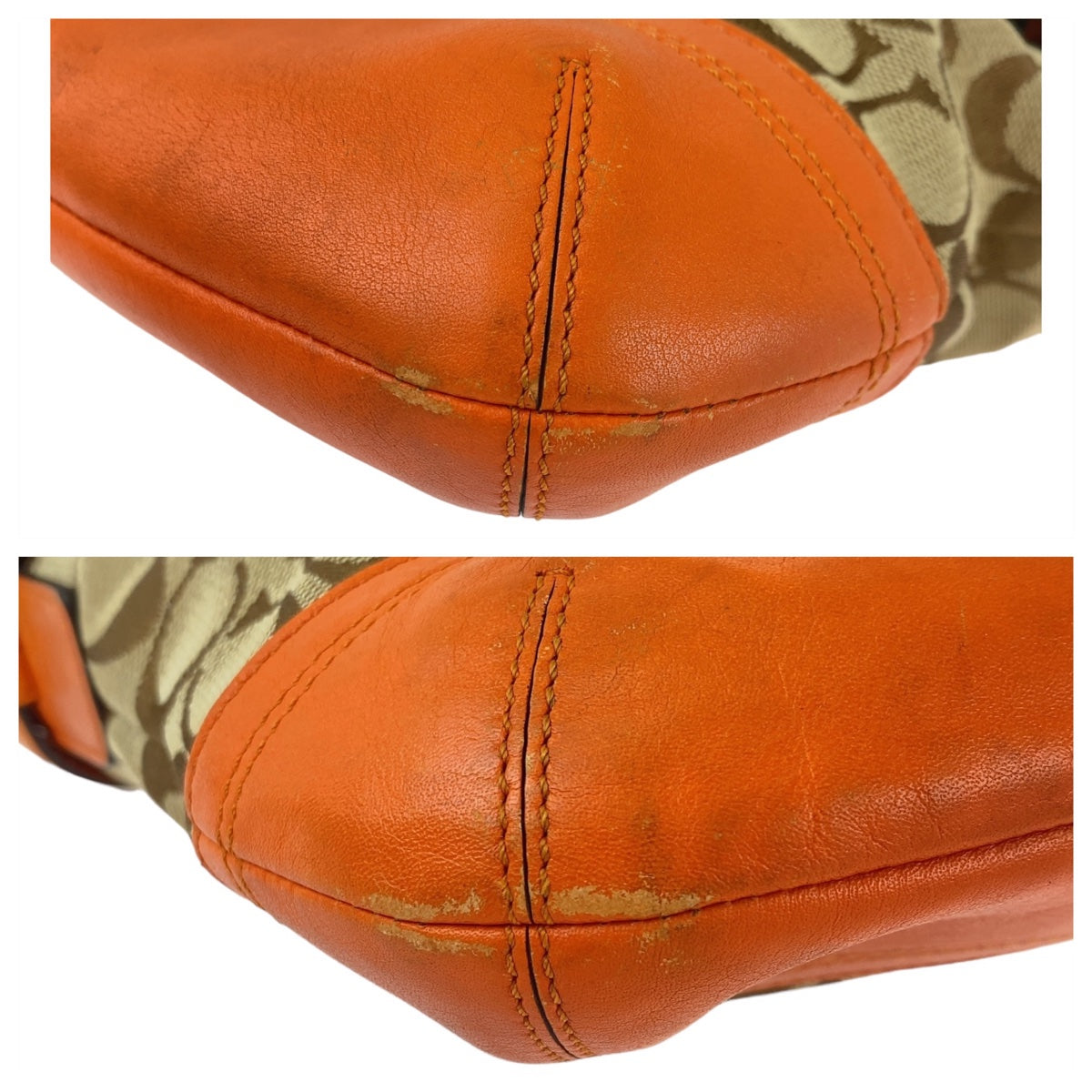 12165
 COACH Signature Orange Beige Gold Hardware Canvas/Leather Shoulder Bag Pochette Crossbody Bag for Women