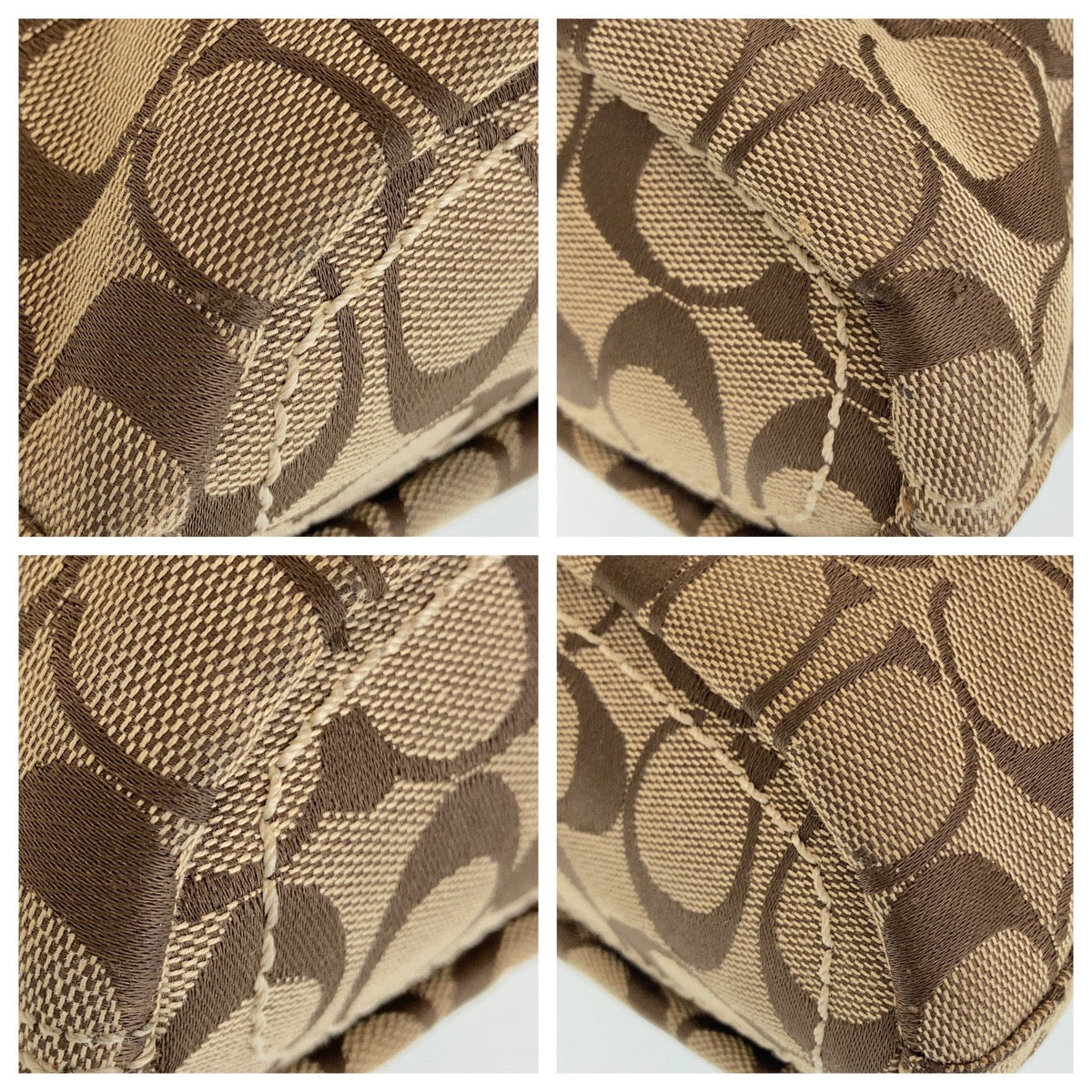 12161
 COACH Signature Beige White Gold Hardware Canvas/Leather Shoulder Bag Pochette Crossbody Bag for Women