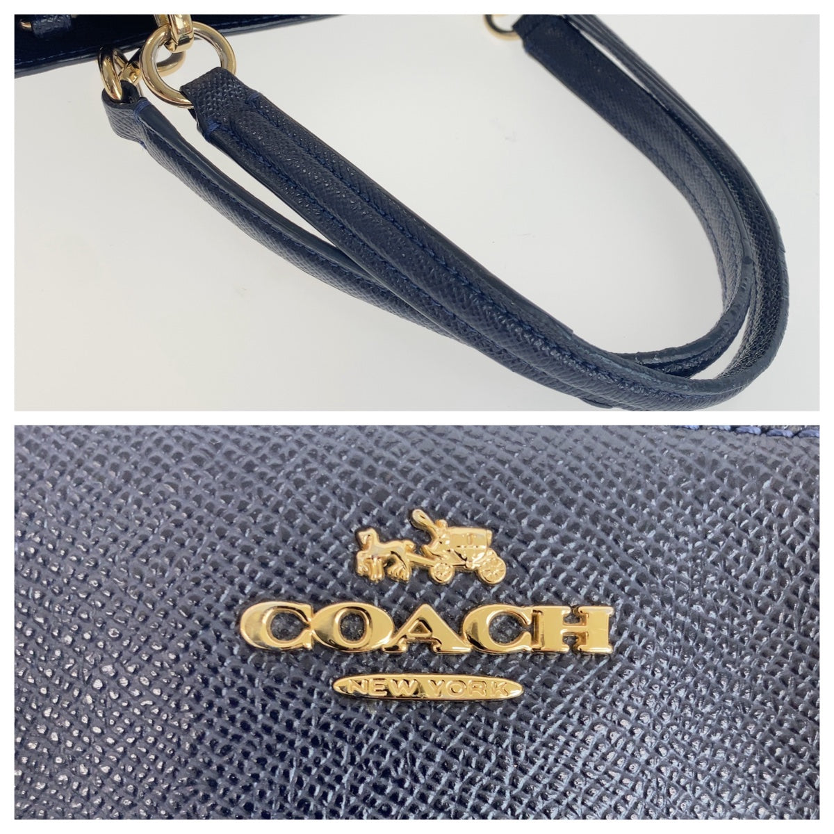 12160
COACH コーチ ミネッタ ネイビー ゴールド金具 PVC B57847 トートバッグ ショルダーバッグ ハンドバッグ 2way 斜め掛け可能  レディース