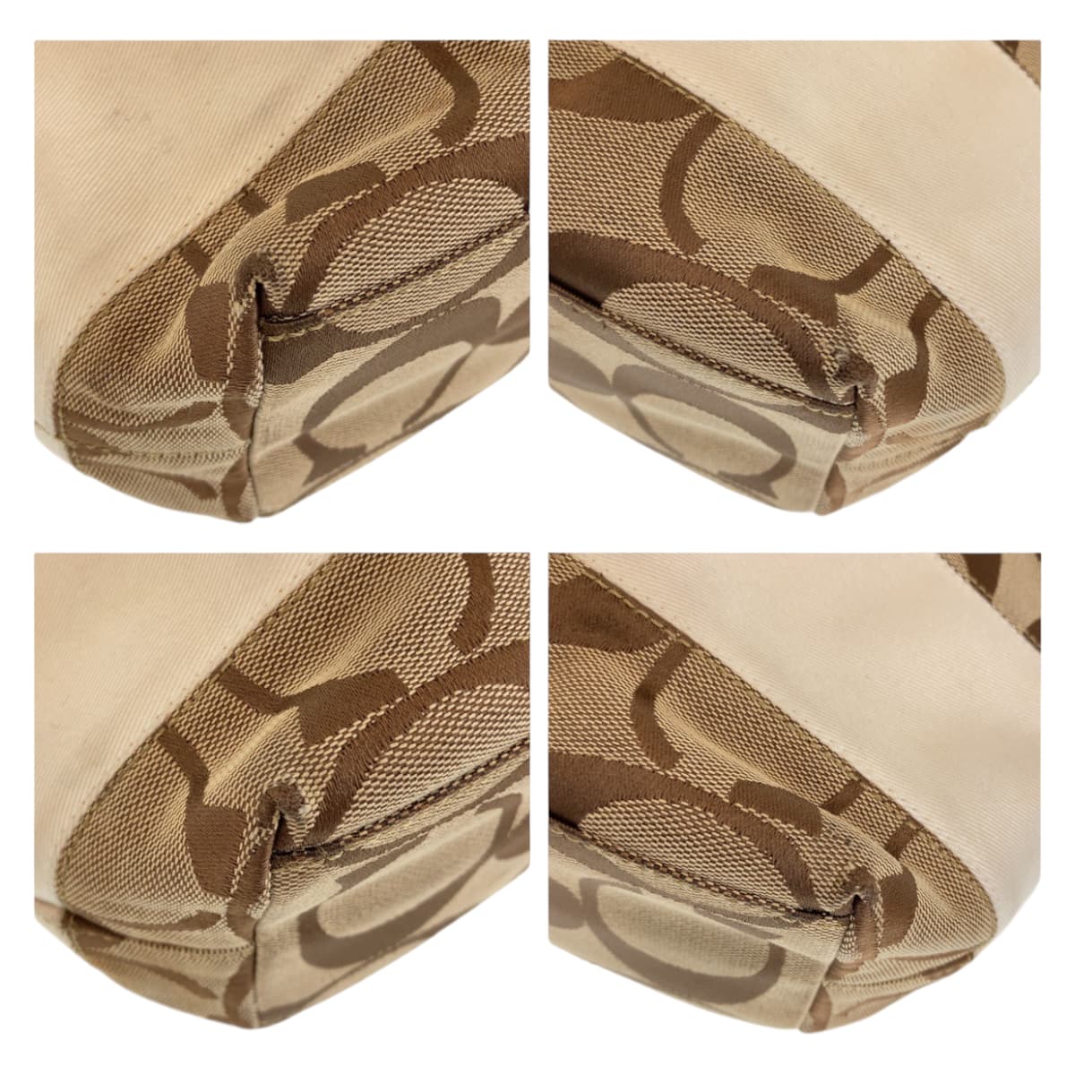 12154
COACH コーチ シグネチャー ブラウン ベージュ ホワイト ゴールド金具 キャンバス / レザー トートバッグ ショルダーバッグ  レディース AB5