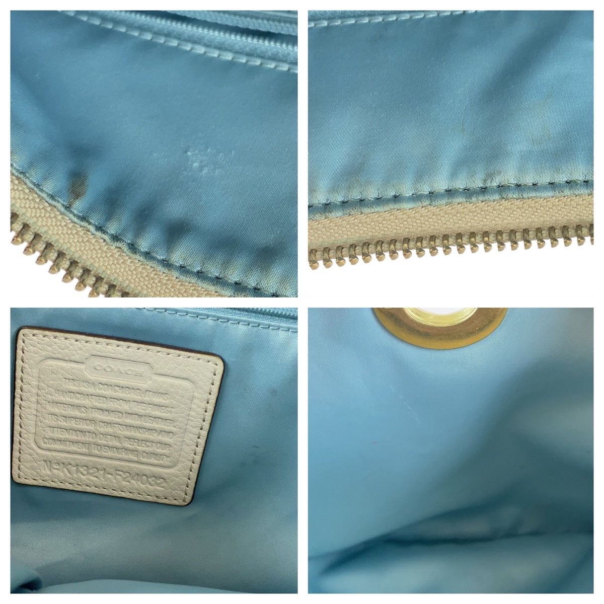 12148
 COACH Signature Beige Light Blue Gold Hardware Canvas/Leather Hobo Shoulder Bag Crossbody Bag for Women