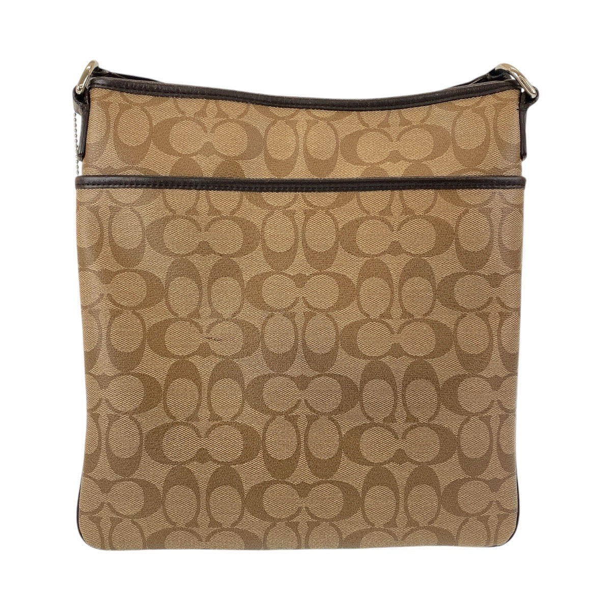 12145
COACH コーチ シグネチャー ベージュ ブラウン シルバー金具 PVC / レザー 斜め掛け ショルダーバッグ メッセンジャーバッグ  メンズ