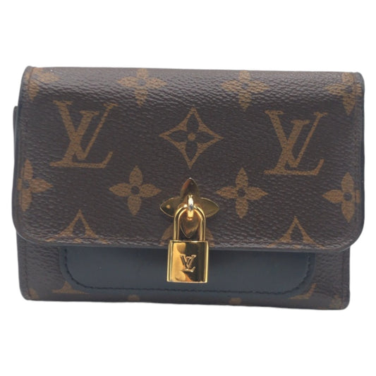 LOUIS VUITTON Louis Vuitton Monogram Portefeuille Flower Brown Black Gold Hardware PVC M62578 Folding Wallet Compact Wallet Women's