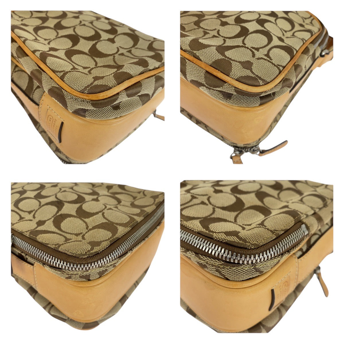 12918
COACH コーチ シグネチャー ブラウン ベージュ シルバー金具 キャンバス / レザー ショルダーバッグ ポシェット  レディース AB5