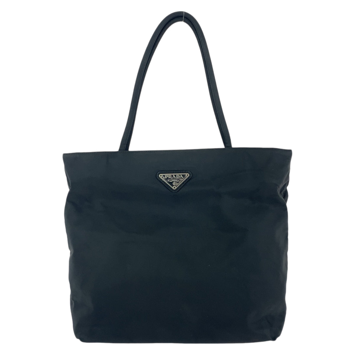 PRADA Prada Tessuto Triangle Logo Plate Black Silver Hardware Nylon Tote Bag Shoulder Bag Women's