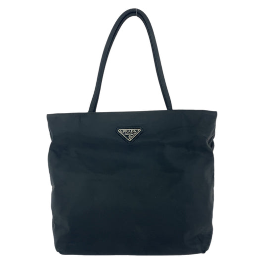 PRADA Prada Tessuto Triangle Logo Plate Black Silver Hardware Nylon Tote Bag Shoulder Bag Women's