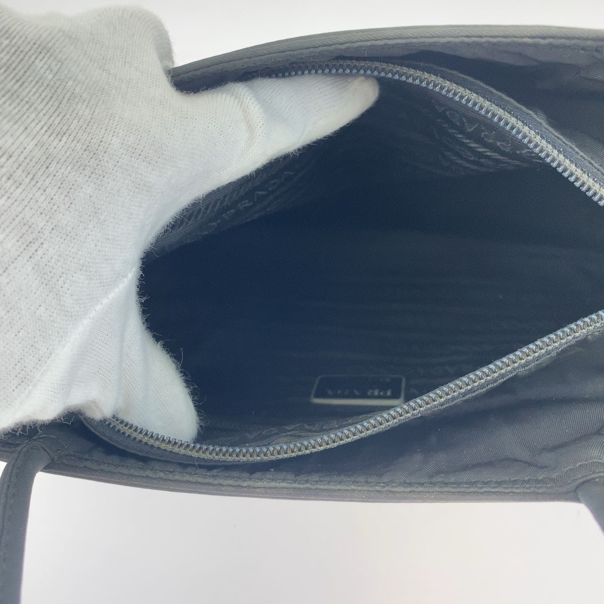 PRADA Prada Tessuto Triangle Logo Plate Black Silver Hardware Nylon Tote Bag Shoulder Bag Women's