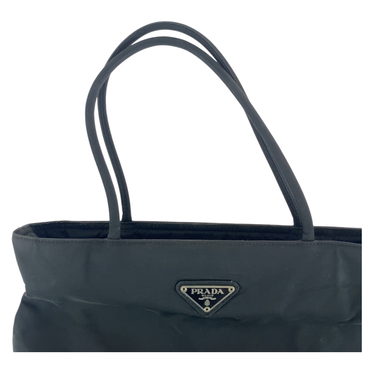 PRADA Prada Tessuto Triangle Logo Plate Black Silver Hardware Nylon Tote Bag Shoulder Bag Women's
