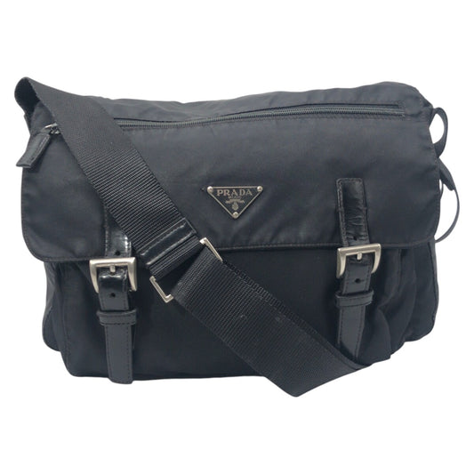 PRADA Prada Tessuto Triangle Logo Black Nylon Shoulder Bag Messenger Bag Men's