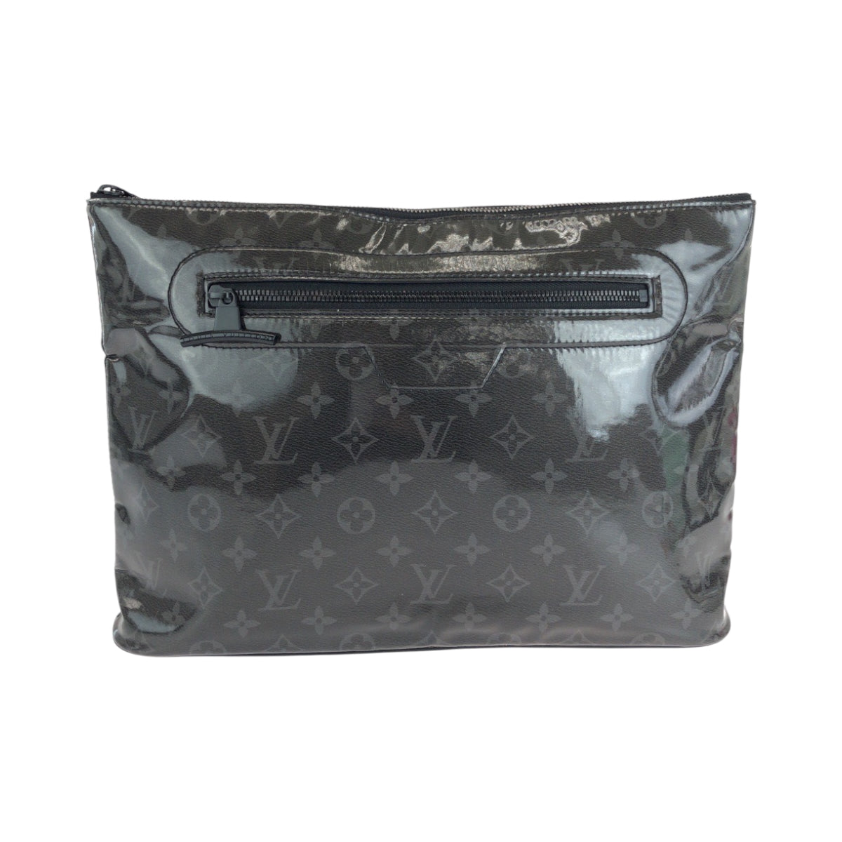 LOUIS VUITTON ルイヴィトン モノグラム エクリプス ポシェット コスモス ブラック 黒 シルバー金具 パテントレザー M63373 クラッチバッグ セカンドバッグ メンズ AB65