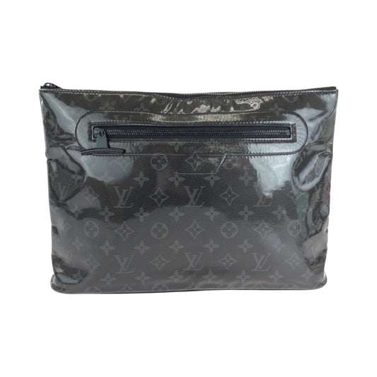 LOUIS VUITTON ルイヴィトン モノグラム エクリプス ポシェット コスモス ブラック 黒 シルバー金具 パテントレザー M63373 クラッチバッグ セカンドバッグ メンズ AB65