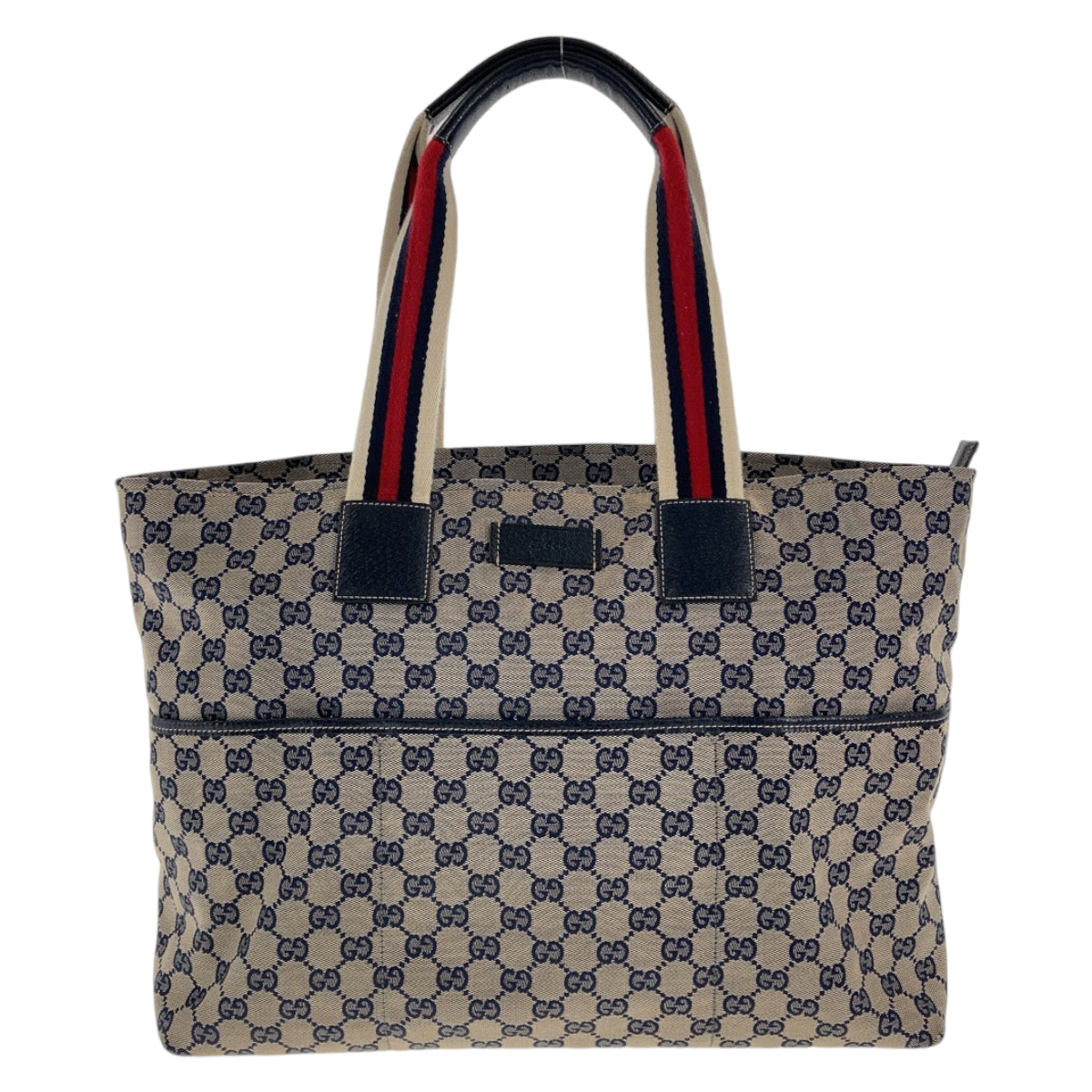 112141
GUCCI グッチ ネイビー グレー GGキャンバス / レザー 155524 トートバッグ ショルダーバッグ  レディース