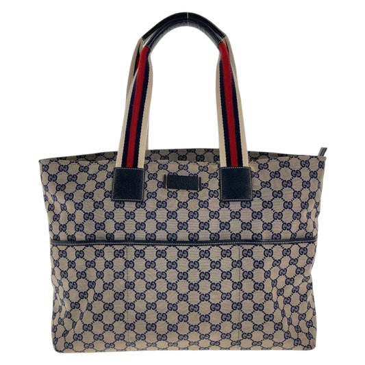 112141
GUCCI グッチ ネイビー グレー GGキャンバス / レザー 155524 トートバッグ ショルダーバッグ  レディース