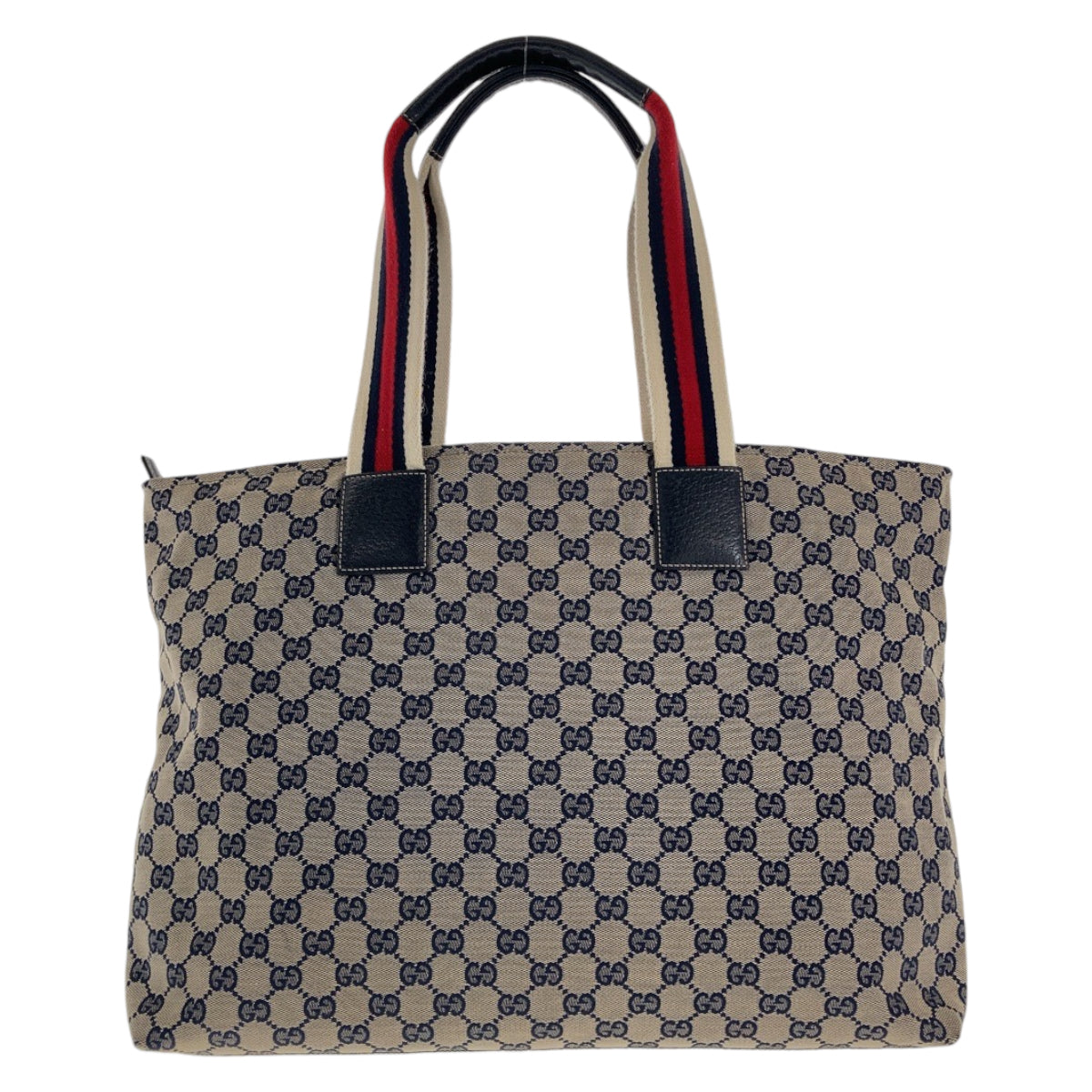 112141
GUCCI グッチ ネイビー グレー GGキャンバス / レザー 155524 トートバッグ ショルダーバッグ  レディース