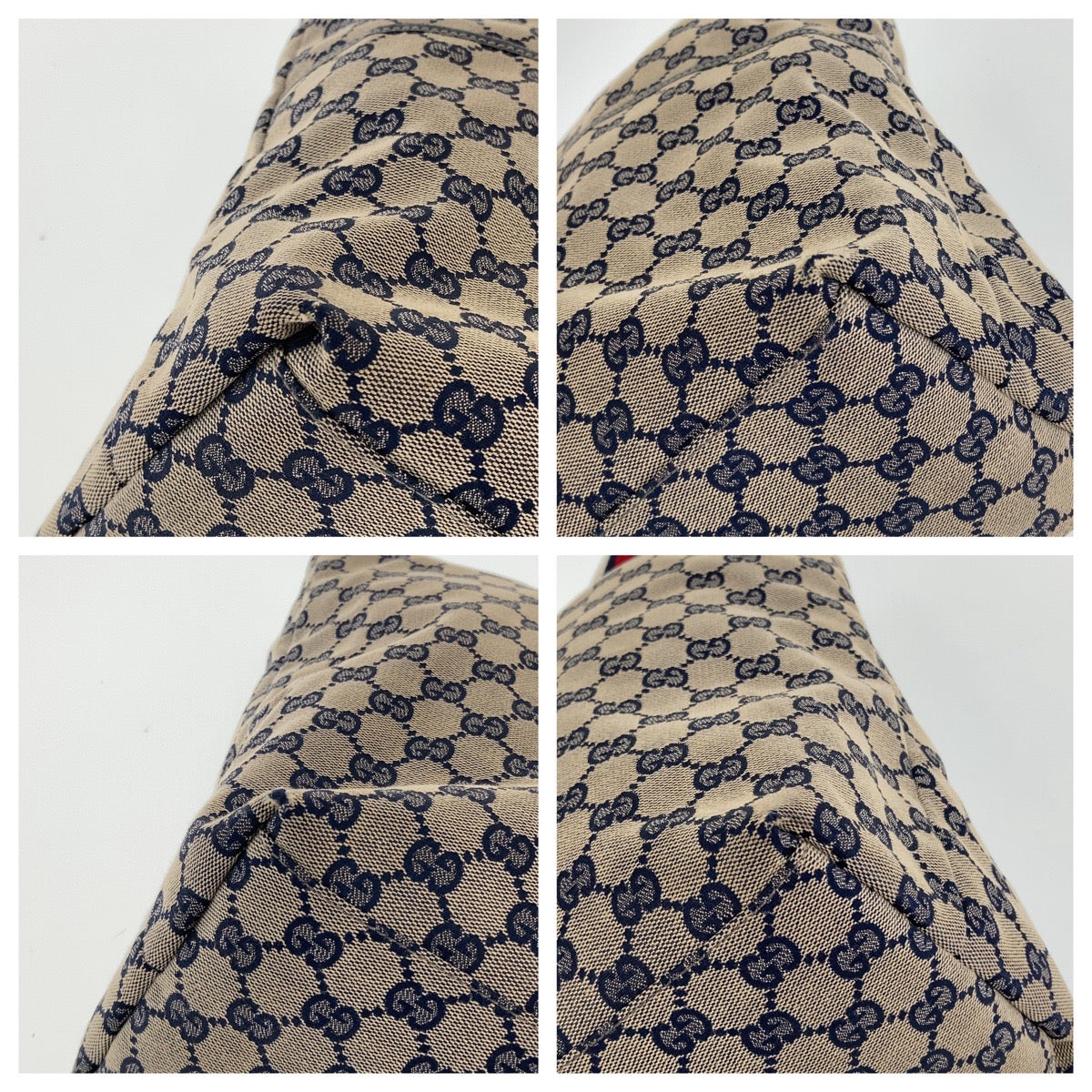 112141
GUCCI グッチ ネイビー グレー GGキャンバス / レザー 155524 トートバッグ ショルダーバッグ  レディース