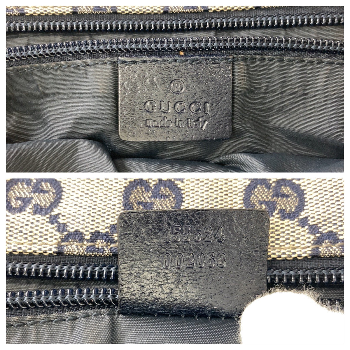 112141
GUCCI グッチ ネイビー グレー GGキャンバス / レザー 155524 トートバッグ ショルダーバッグ  レディース